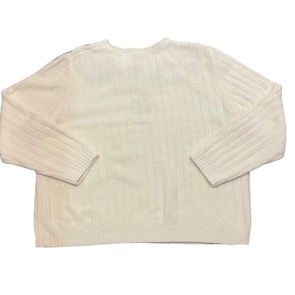 Vintage Alfred Dunner Floral Embroidered Beaded Cream Sweater S - Picture 5 of 5